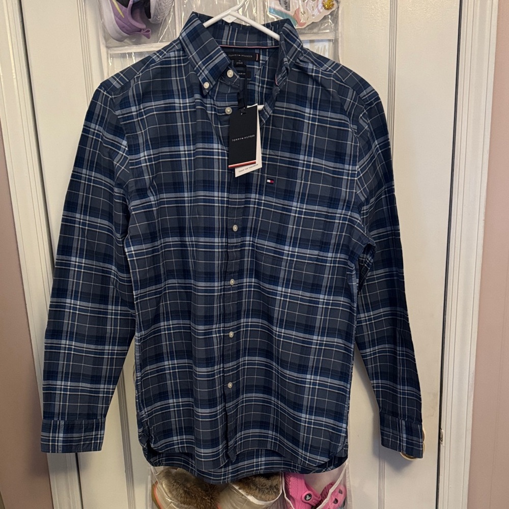 Tommy Hilfiger Men's Navy Checkered Shirt